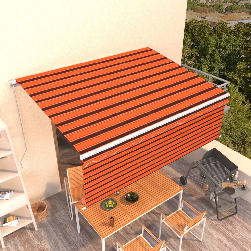 Store banne manuel rétractable aluminium pour jardin réglable 4,5x3m orange - ComfortXL Outdoor Living - Image 1