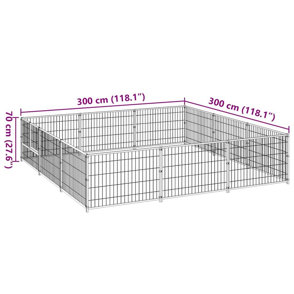 Vidaxl - Chenil Noir 9 m² Acier vidaXL 3082127 - Imagen 3