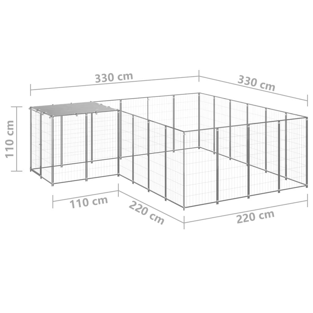 Vidaxl - Chenil Argenté 8,47 m² Acier vidaXL 3082219 - Imagen 3