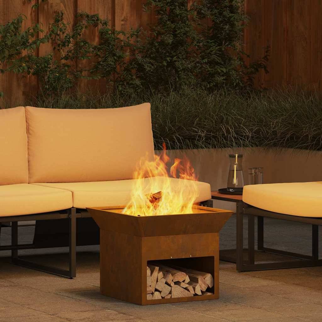 ComfortXL - Foyer de Jardin Carré en Acier Corten, Brasero Portable 50x50cm Aspect Rouille Naturelle – ComfortXL Outdoor Living - Image 1