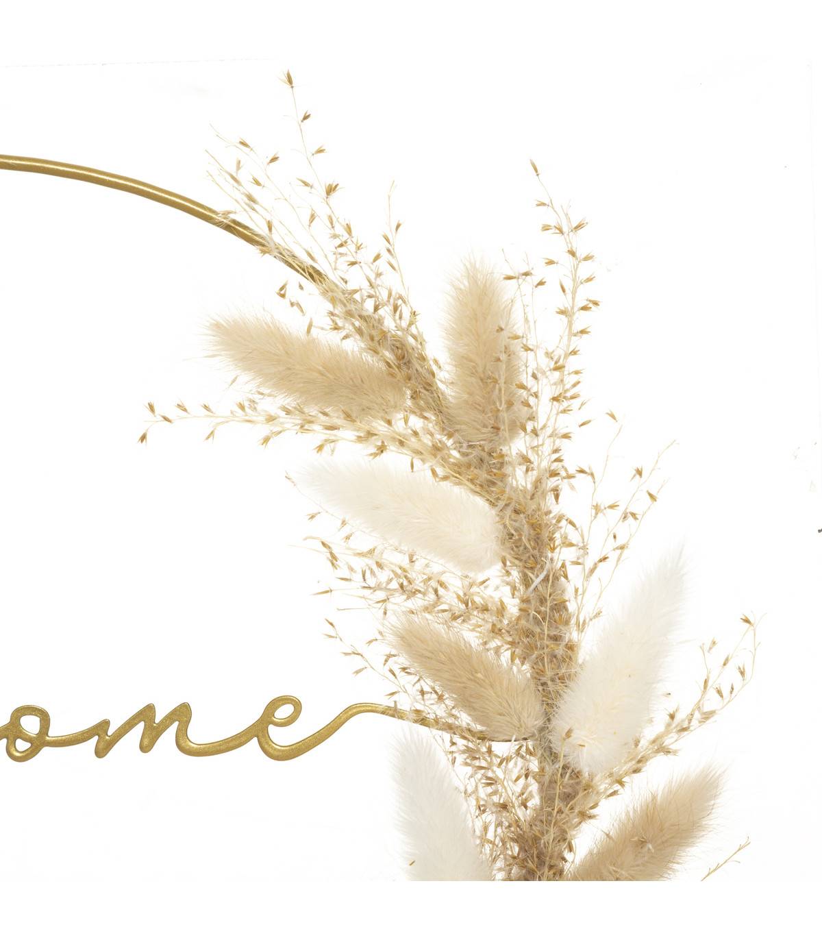 Déco murale Fleurs séchées sur cerceau en Métal Doré D 24 cm - Imagen 2