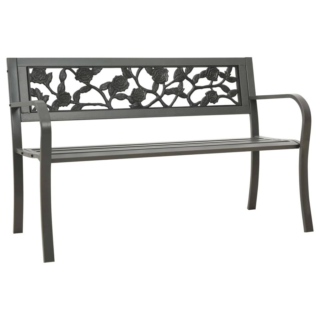 Helloshop26 - Banc de jardin meuble de patio d'extérieur terrasse 125 x 53 x 77 cm acier gris - Imagen 1