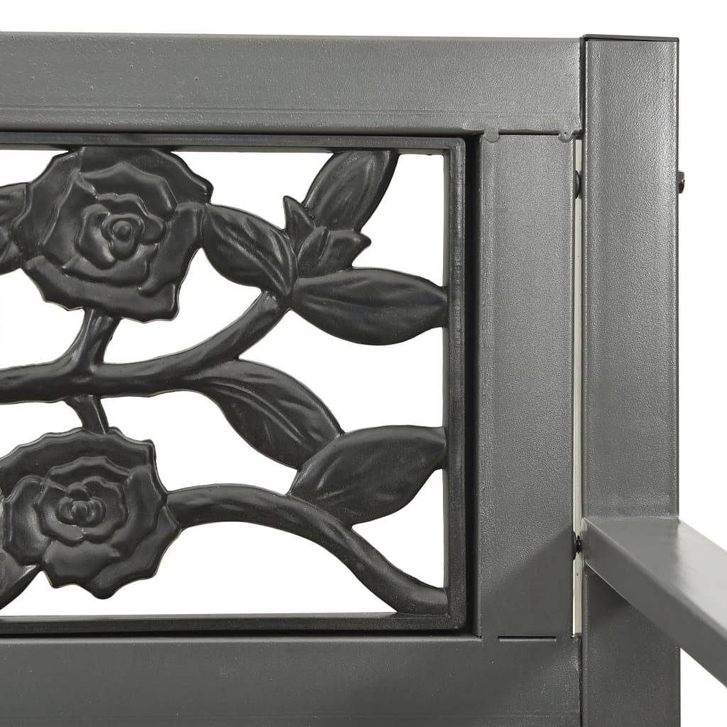 Helloshop26 - Banc de jardin meuble de patio d'extérieur terrasse 125 x 53 x 77 cm acier gris - Imagen 5