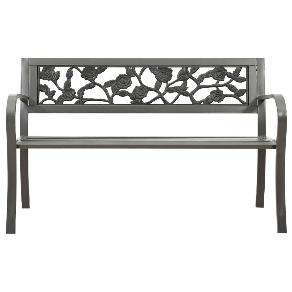 Helloshop26 - Banc de jardin meuble de patio d'extérieur terrasse 125 x 53 x 77 cm acier gris - Imagen 2
