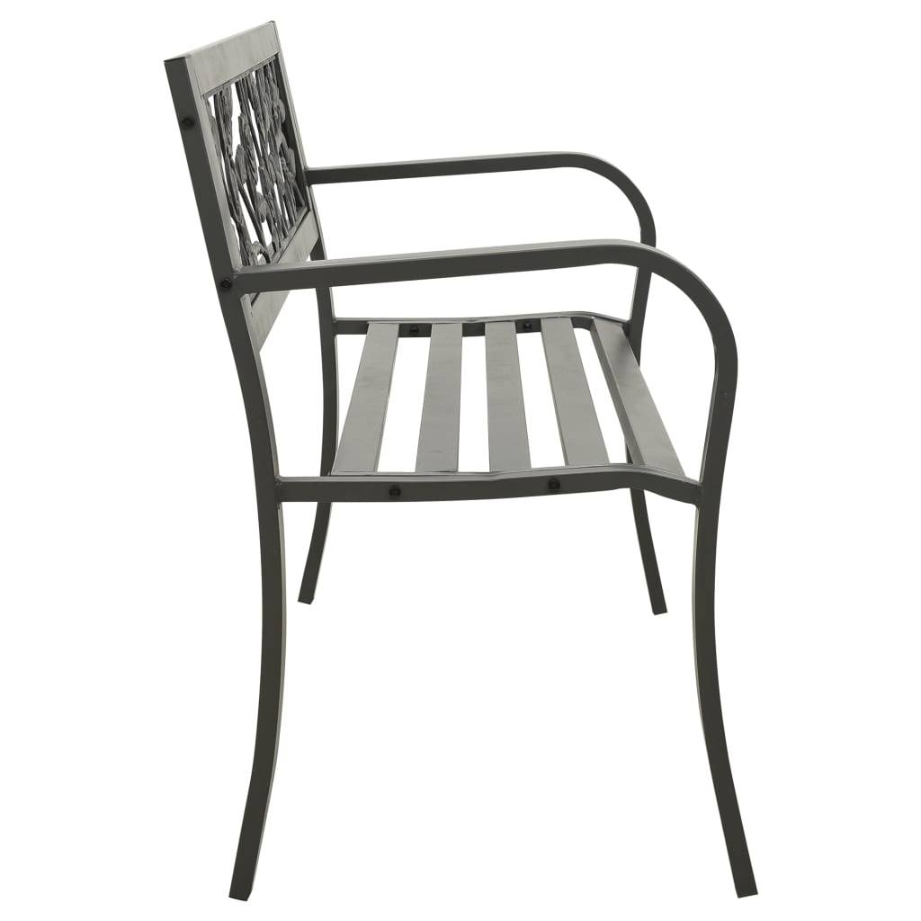Helloshop26 - Banc de jardin meuble de patio d'extérieur terrasse 125 x 53 x 77 cm acier gris - Imagen 3