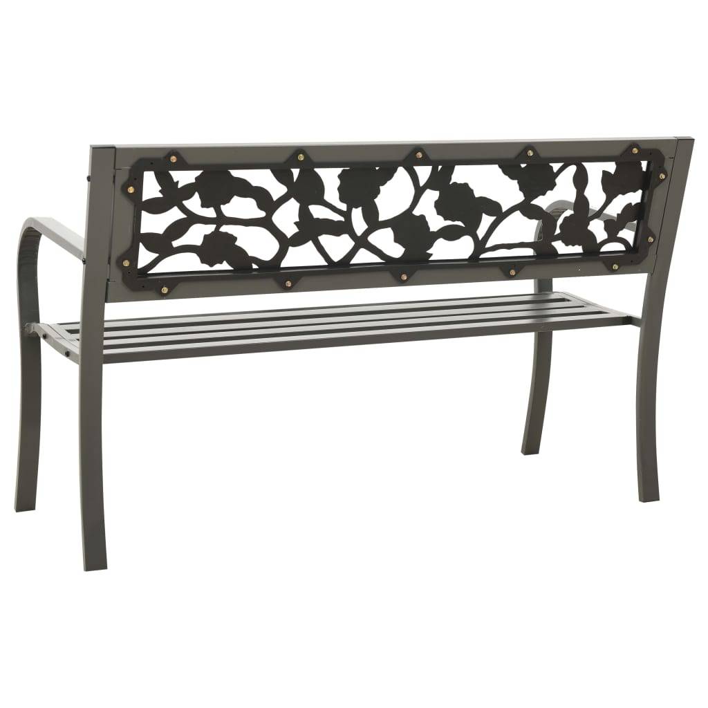 Helloshop26 - Banc de jardin meuble de patio d'extérieur terrasse 125 x 53 x 77 cm acier gris - Imagen 4