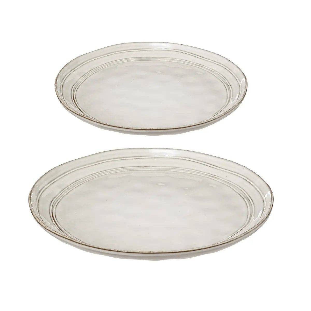 Service de Table 12 Pièces "Flower" 26cm Gris - Image 1