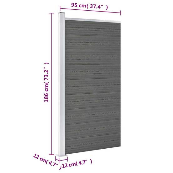 Panneau de clôture WPC gris 95 x 186 cm - PANGIVO - Image 9