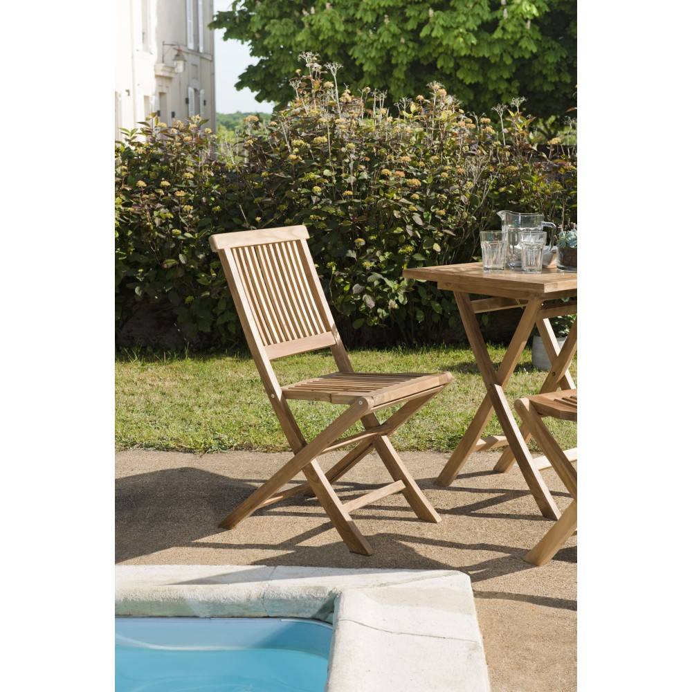 Macabane - FUN - Ensemble de jardin - table carrée et 2 chaises en bois de teck - Imagen 3