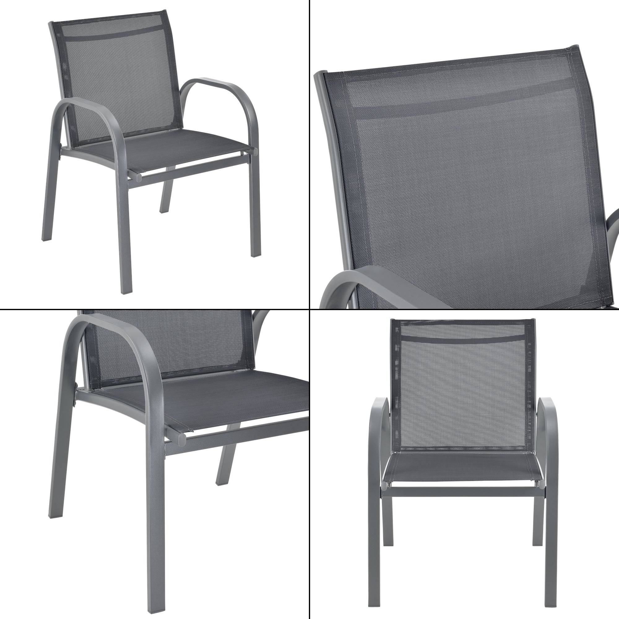Helloshop26 - Salon de jardin de 4 meubles acier PVC polyester noir gris foncé - Imagen 5
