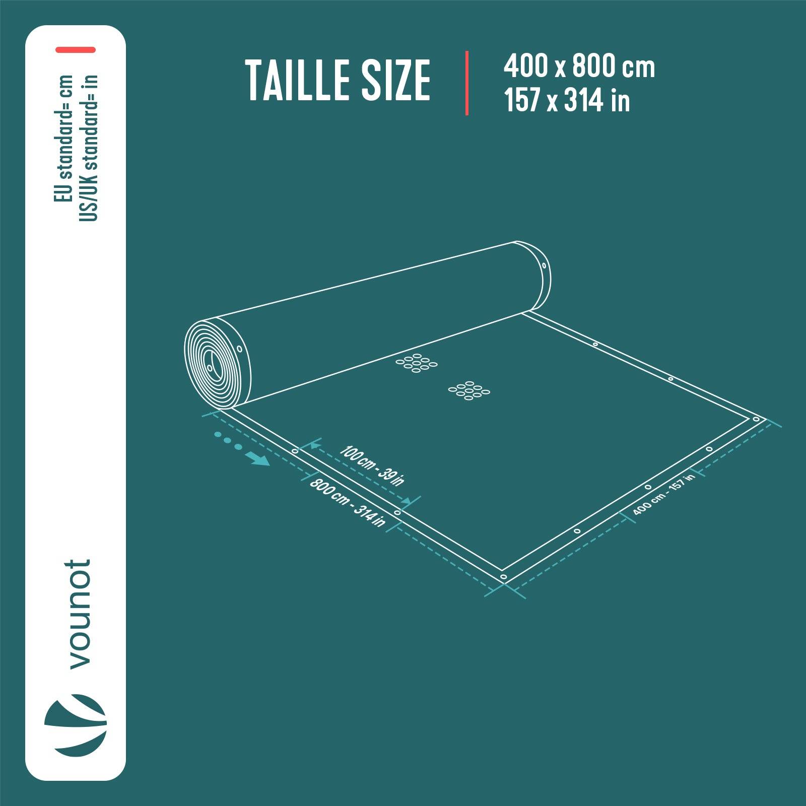 Bache piscine rectangulaire en Polyethylene 160 gr/m2 4x8m Bleue foncé - Image 3