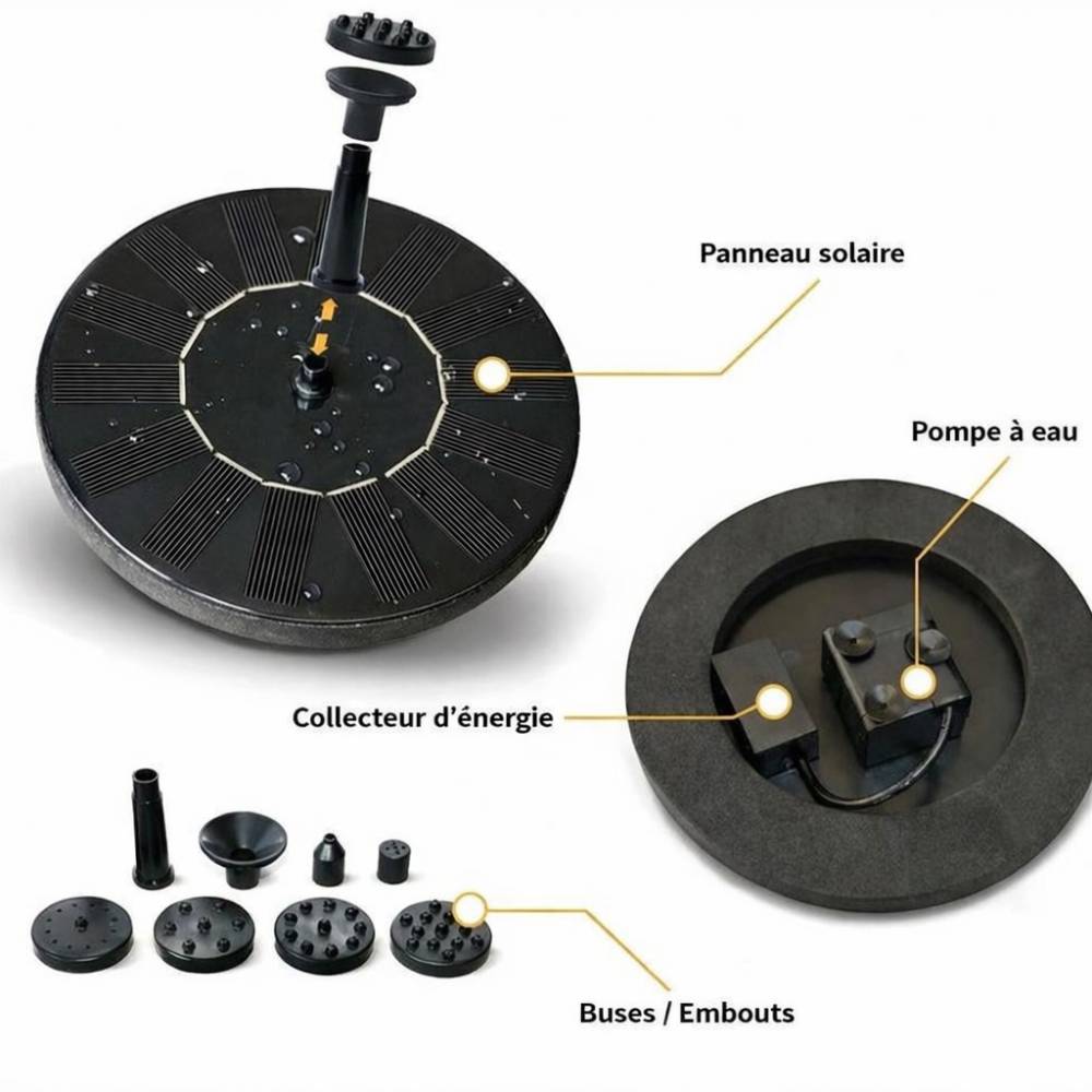 Just Sun - Fontaine extérieure ronde en résine alimentation solaire Fontaine + batterie + éclairage Just Sun - Imagen 4