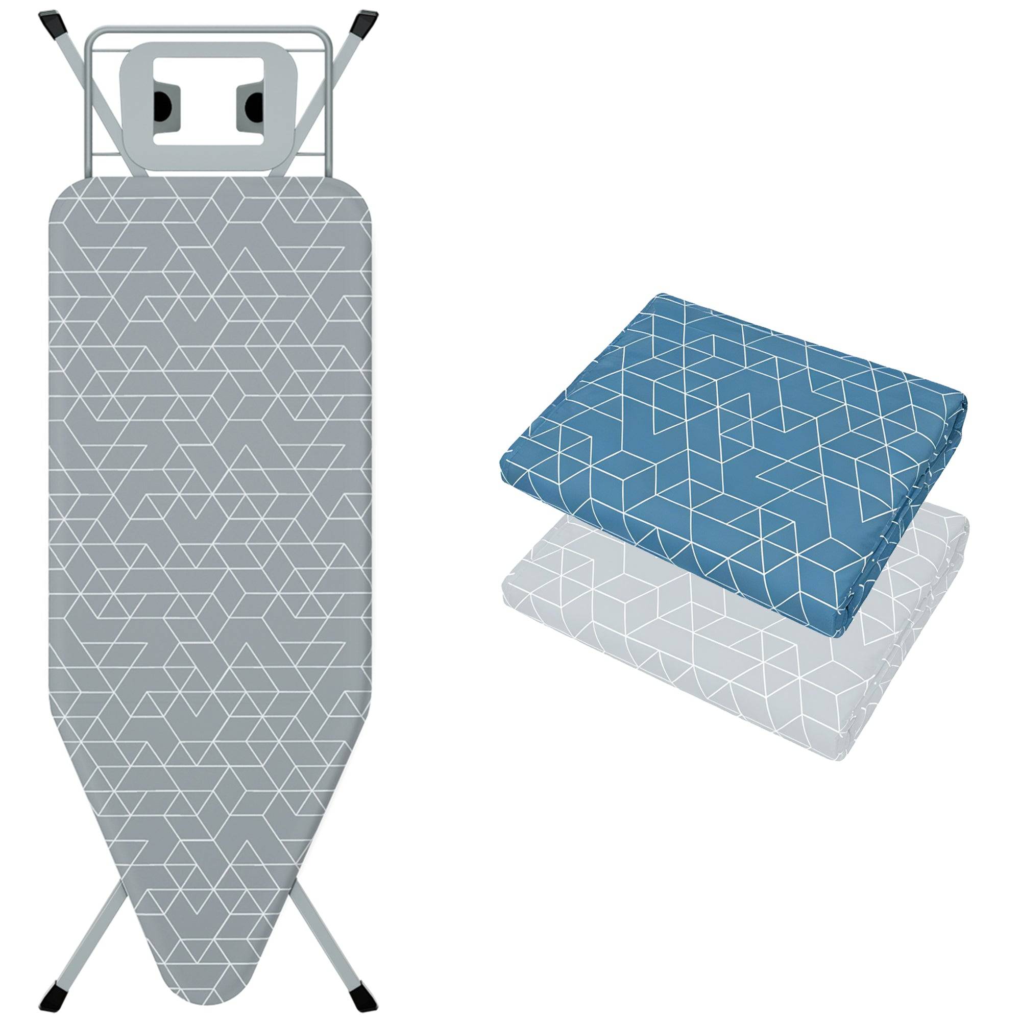 Table a Repasser 120 x 45 cm,Planche a repasser Pliable, Avec 2 Housses en Coton 100%,Pour Centrale Vapeur,Support de Fer Intégré, Pieds Antidérapants - Image 1