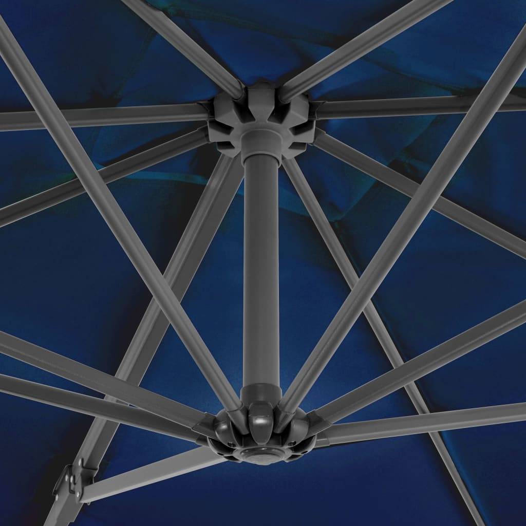 Helloshop26 - Parasol déporté et mât en aluminium 250 x 250 cm bleu azuré - Imagen 5