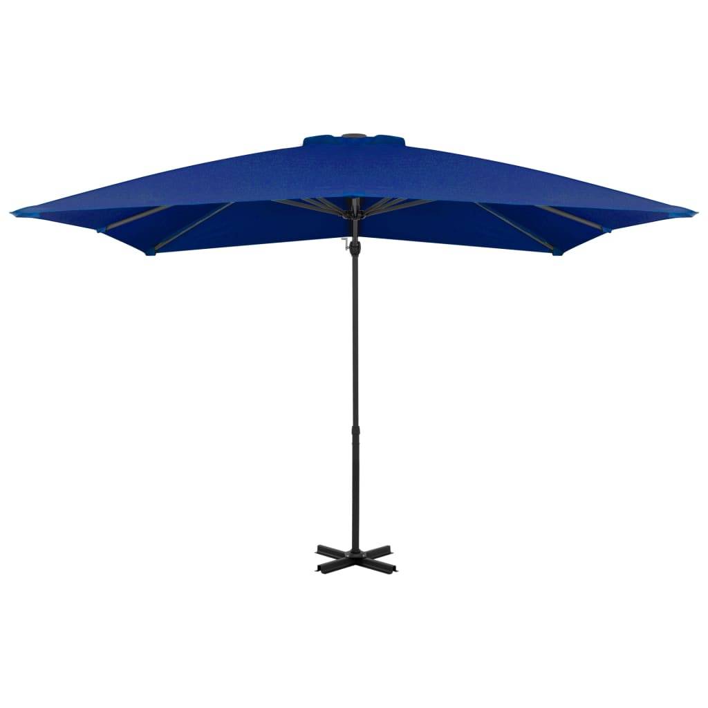 Helloshop26 - Parasol déporté et mât en aluminium 250 x 250 cm bleu azuré - Imagen 2