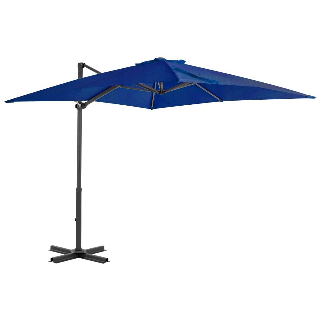 Helloshop26 - Parasol déporté et mât en aluminium 250 x 250 cm bleu azuré - Imagen 1