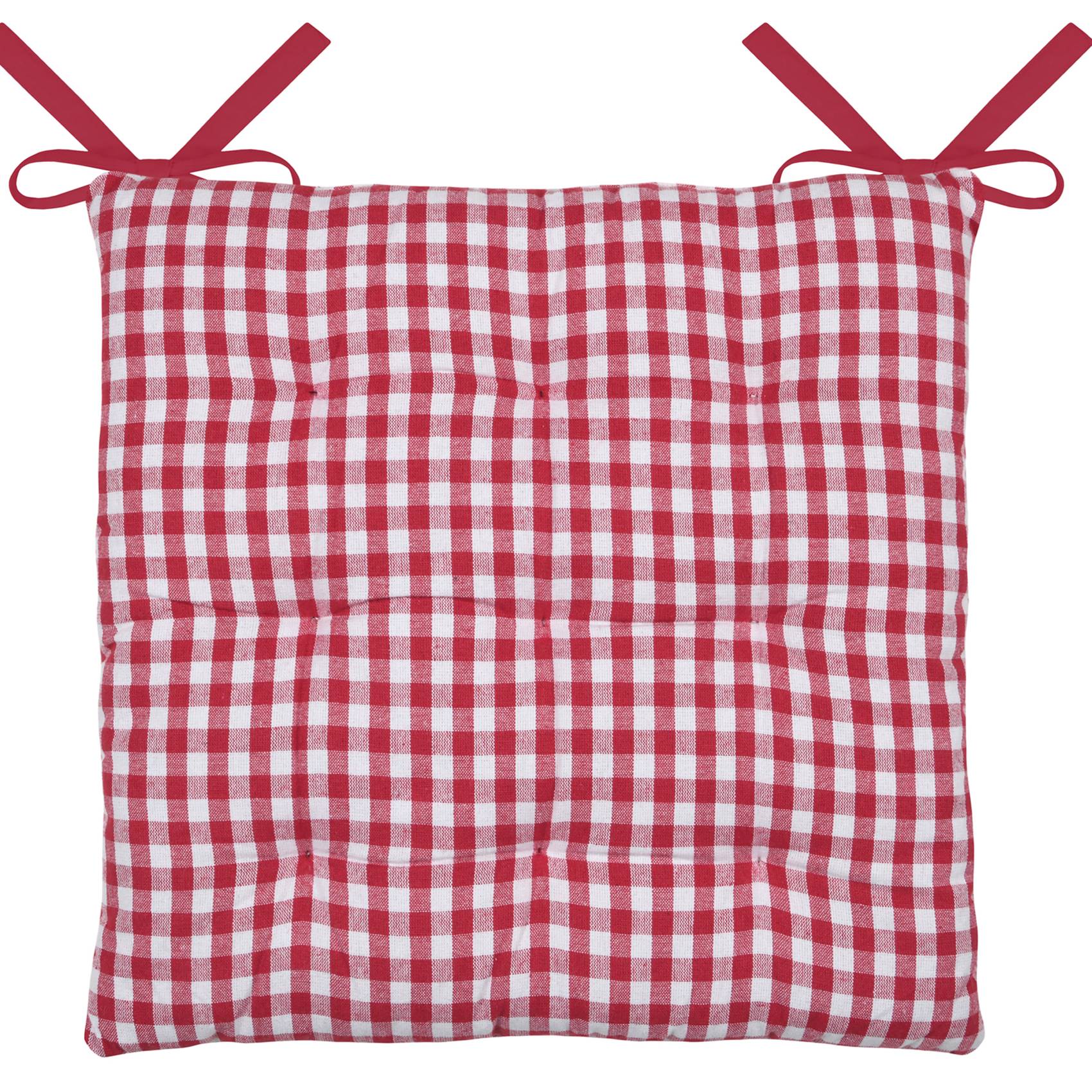 Lovely Casa - Galette de chaise double face à 9 points en polycoton - LOVELY CASA - Coton - Rouge - Image 1