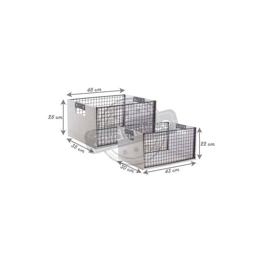 Aubry Gaspard - Corbeilles de rangement en bois vieilli et métal (Lot de 2) - Imagen 3