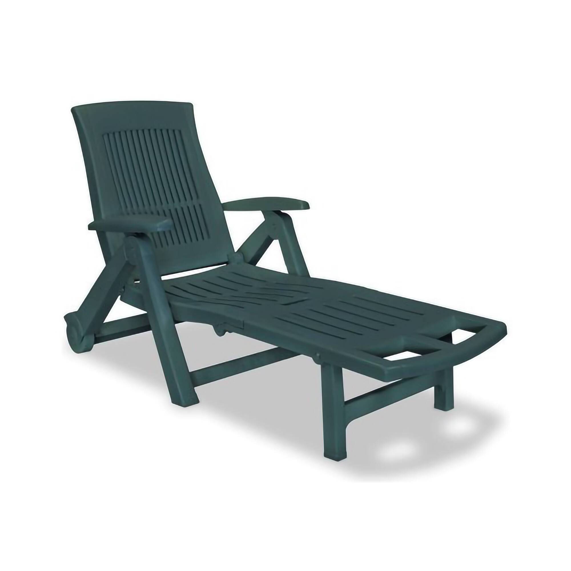 Dmora - Bains de soleil Dantonel, Chaise longue de jardin réglable avec roulettes, Chaise longue d'extérieur, 100% Made in Italy, 195x72h101 cm, Vert - Dmora - Imagen 1