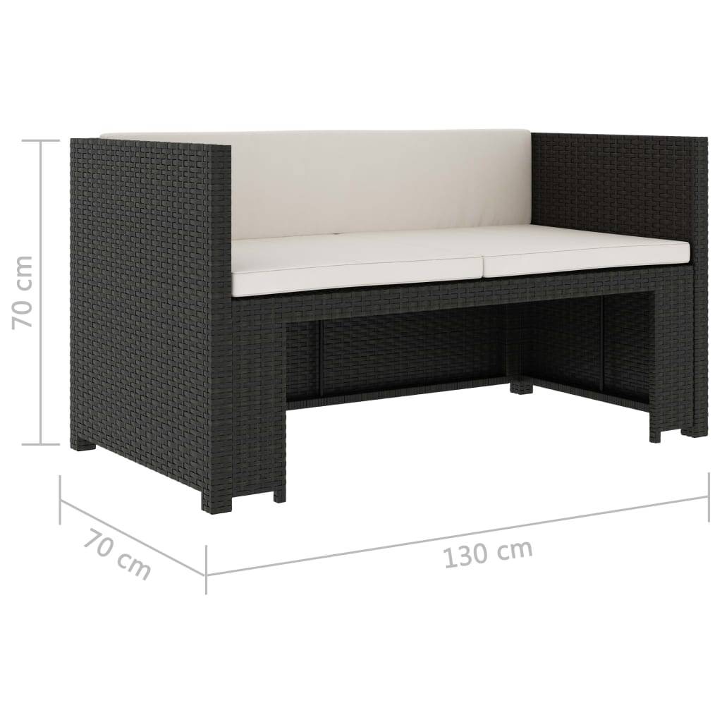 Vidaxl - Salon de jardin 5 pcs avec coussins Résine tressée Noir vidaXL 48132 - Imagen 3