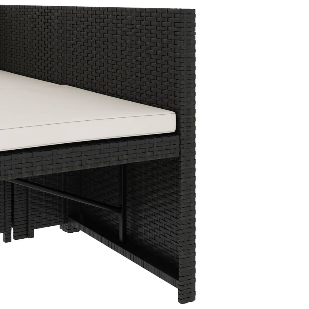 Vidaxl - Salon de jardin 5 pcs avec coussins Résine tressée Noir vidaXL 48132 - Imagen 5