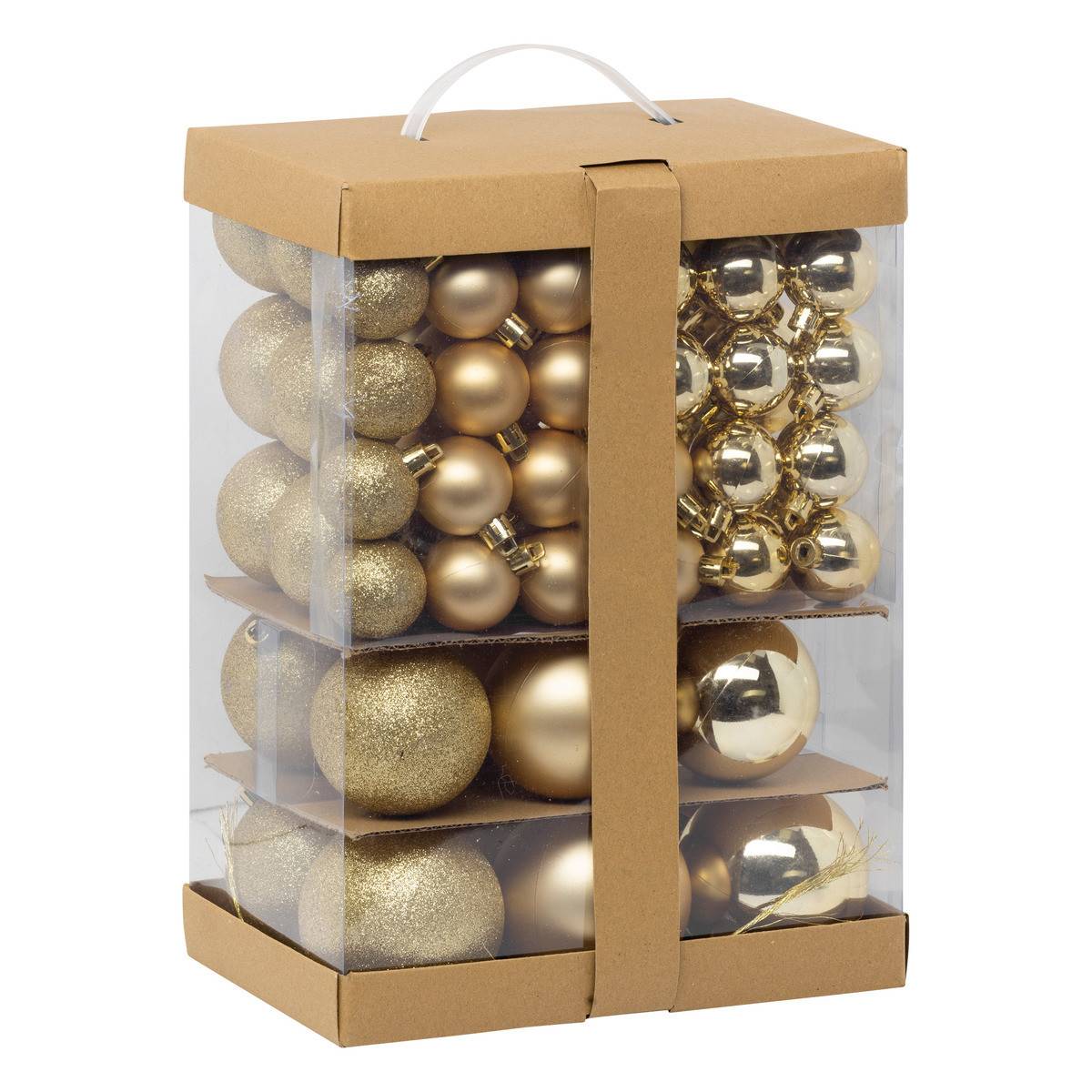 Fééric Lights & Christmas - Déco de sapin Lot de 60 Boules de Noël de 4 à 8 cm - Doré - Imagen 2