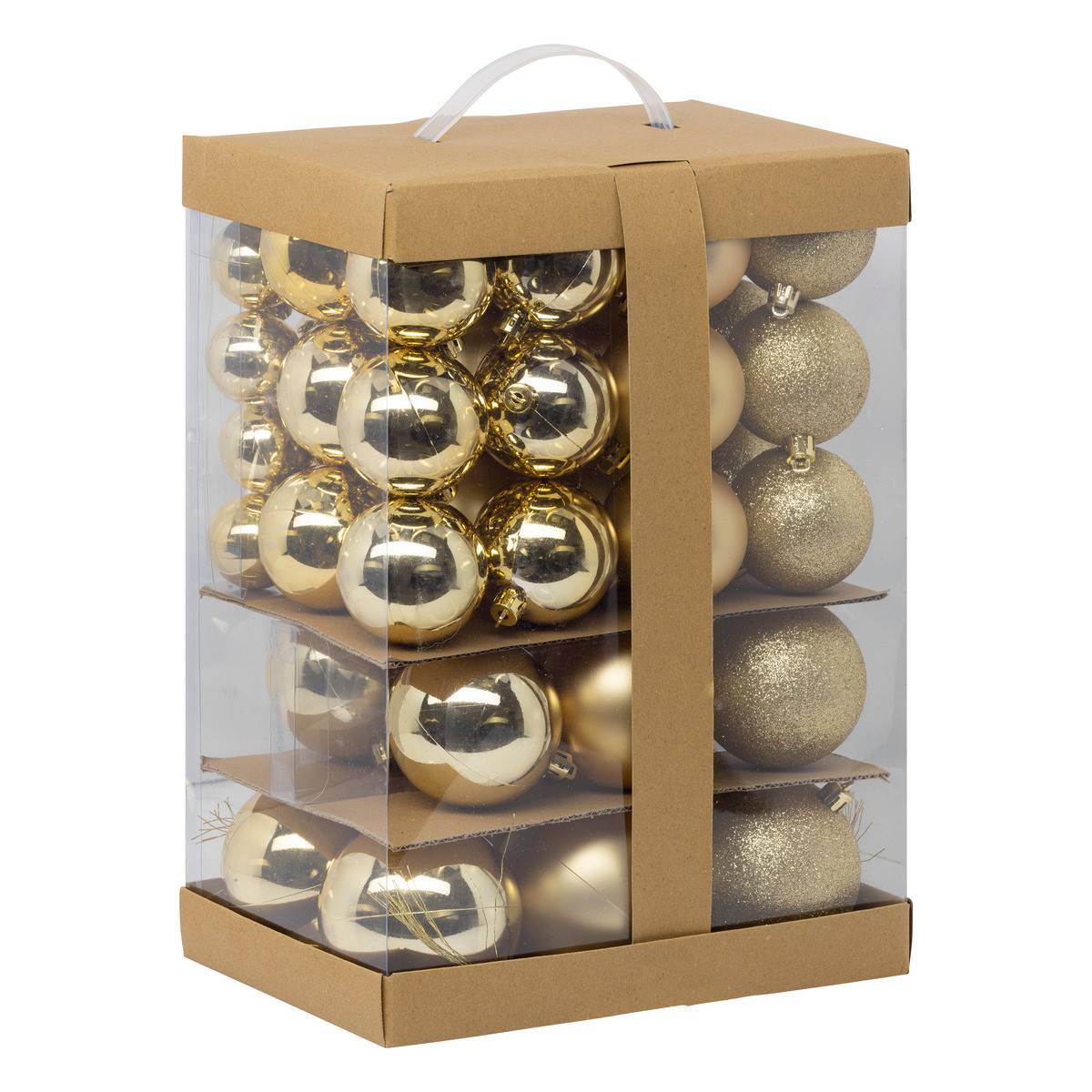 Fééric Lights & Christmas - Déco de sapin Lot de 60 Boules de Noël de 4 à 8 cm - Doré - Imagen 1