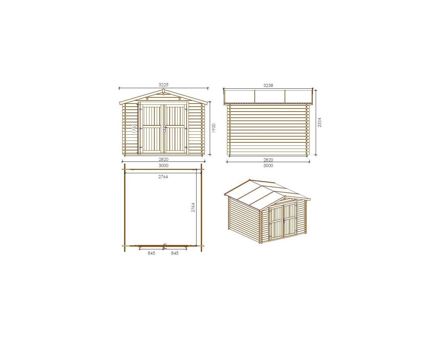 Altanka - Abri de jardin en bois - 3x3 m + terrasse avec balustrade et avant-toit en bois - 18 m2 - DOM531+DOM394+DOM395+POD04 - ALTANKA - Imagen 2