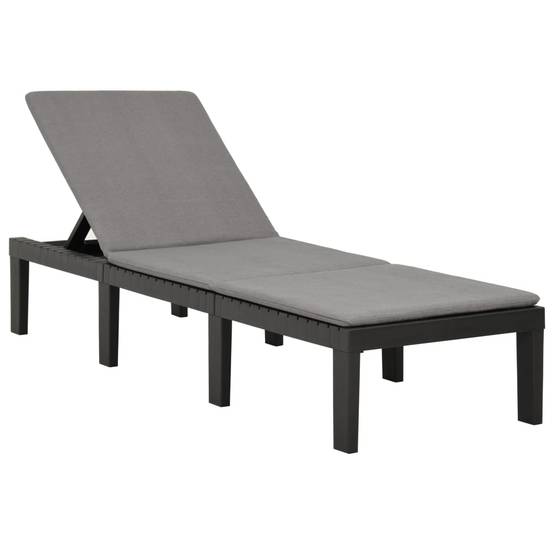 Bain de soleil - Transat - Chaise longue avec coussin Plastique Anthracite - MEUBLE PRO - Image 2