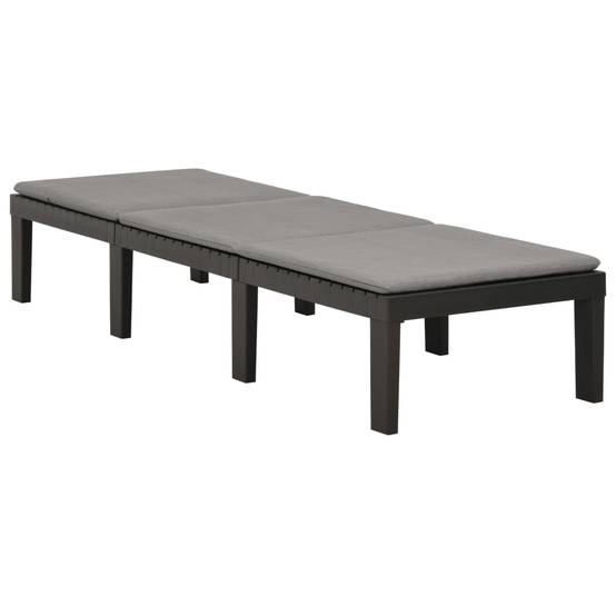 Bain de soleil - Transat - Chaise longue avec coussin Plastique Anthracite - MEUBLE PRO - Image 3