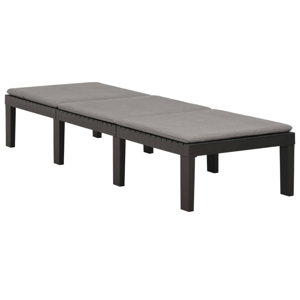 Bain de soleil - Transat - Chaise longue avec coussin Plastique Anthracite - MEUBLE PRO - Image 3