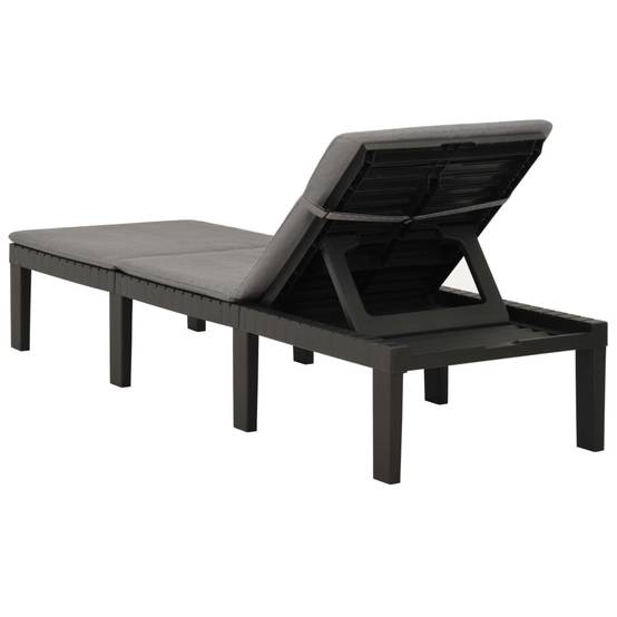 Bain de soleil - Transat - Chaise longue avec coussin Plastique Anthracite - MEUBLE PRO - Image 6