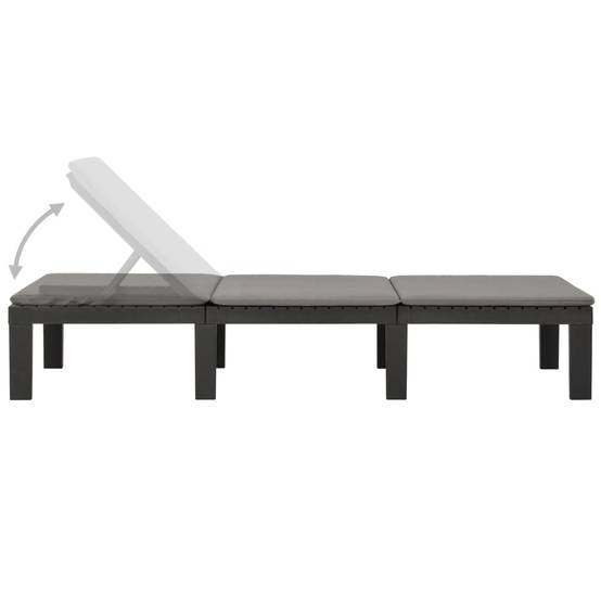 Bain de soleil - Transat - Chaise longue avec coussin Plastique Anthracite - MEUBLE PRO - Image 5