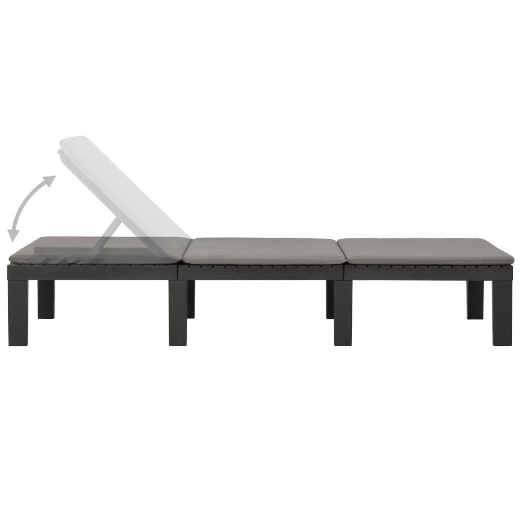 Bain de soleil - Transat - Chaise longue avec coussin Plastique Anthracite - MEUBLE PRO - Image 5
