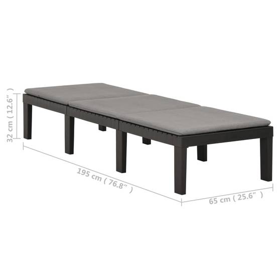 Bain de soleil - Transat - Chaise longue avec coussin Plastique Anthracite - MEUBLE PRO - Image 9