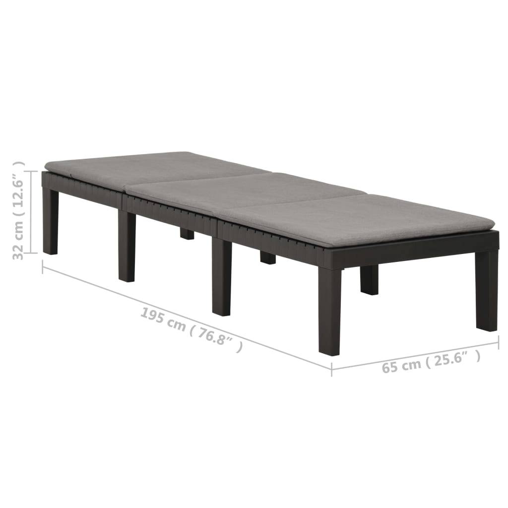 Bain de soleil - Transat - Chaise longue avec coussin Plastique Anthracite - MEUBLE PRO - Image 9
