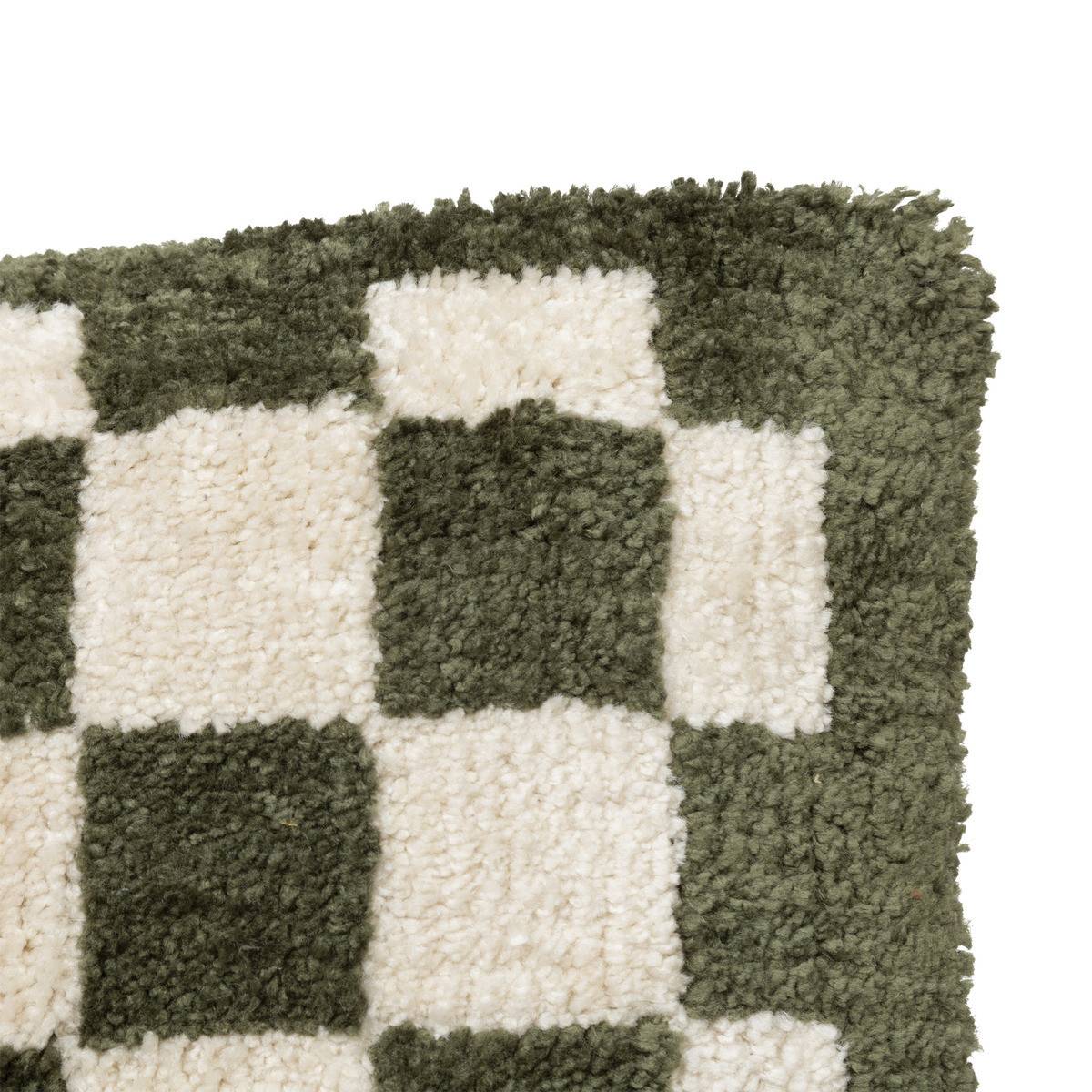 Atmosphera - Coussin décoratif motif Damier tufté Vert kaki 38 x 58 cm - Imagen 2