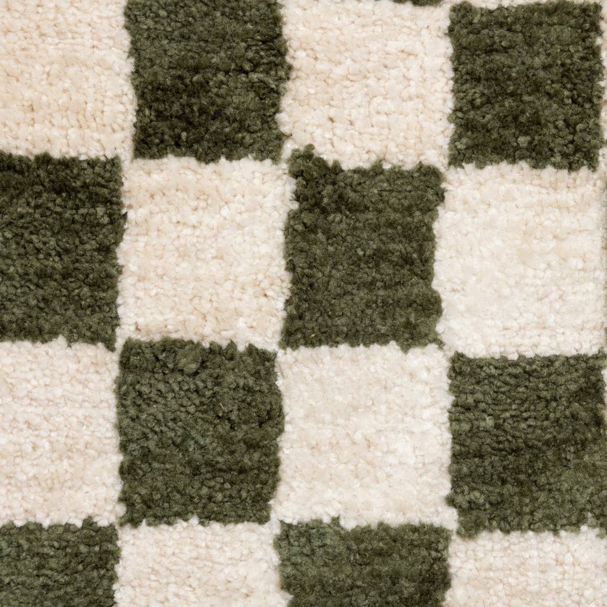 Atmosphera - Coussin décoratif motif Damier tufté Vert kaki 38 x 58 cm - Imagen 3