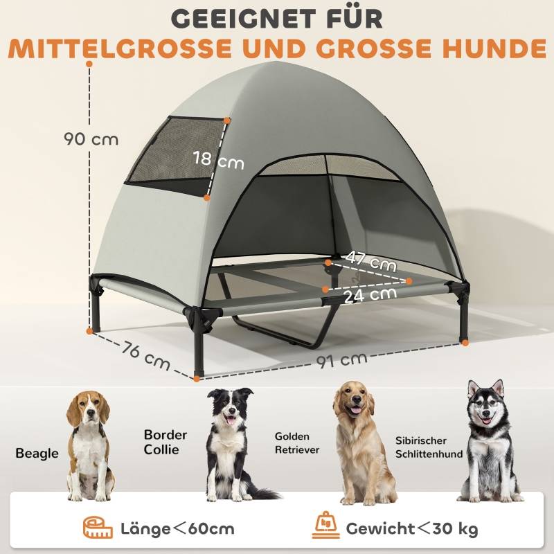 PANGIVO - Lit chien extérieur surélevé avec toit 91 x 76 x 90 cm polyester - PANGIVO - Image 3