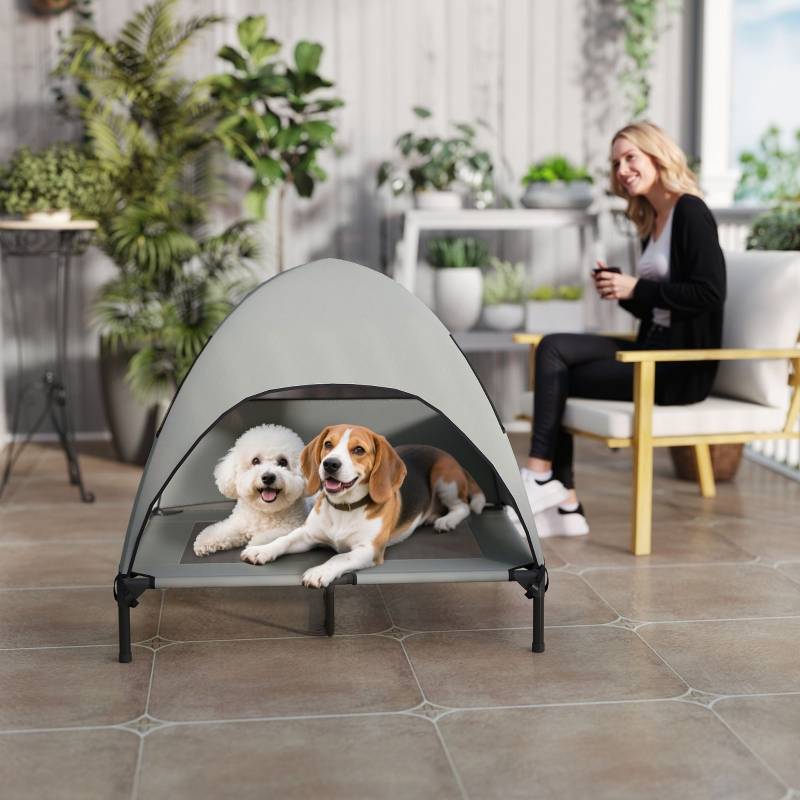 PANGIVO - Lit chien extérieur surélevé avec toit 91 x 76 x 90 cm polyester - PANGIVO - Image 8