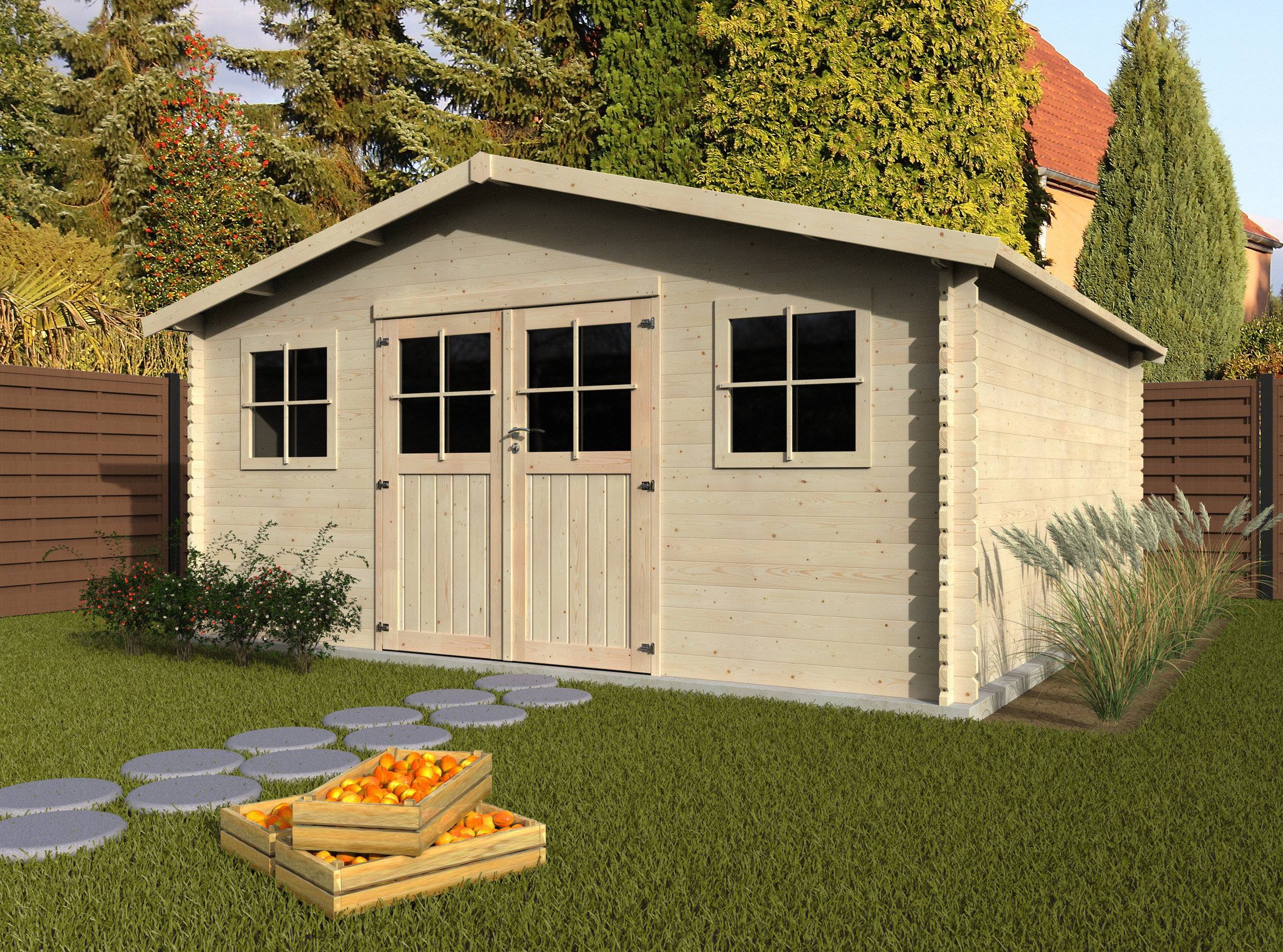 Decor et Jardin - ABRI DE JARDIN BOIS AVELIN - 20,43 m² - Ep : 34 mm - 4,80x4,80 - couleur naturel - Décor et Jardin - Imagen 2