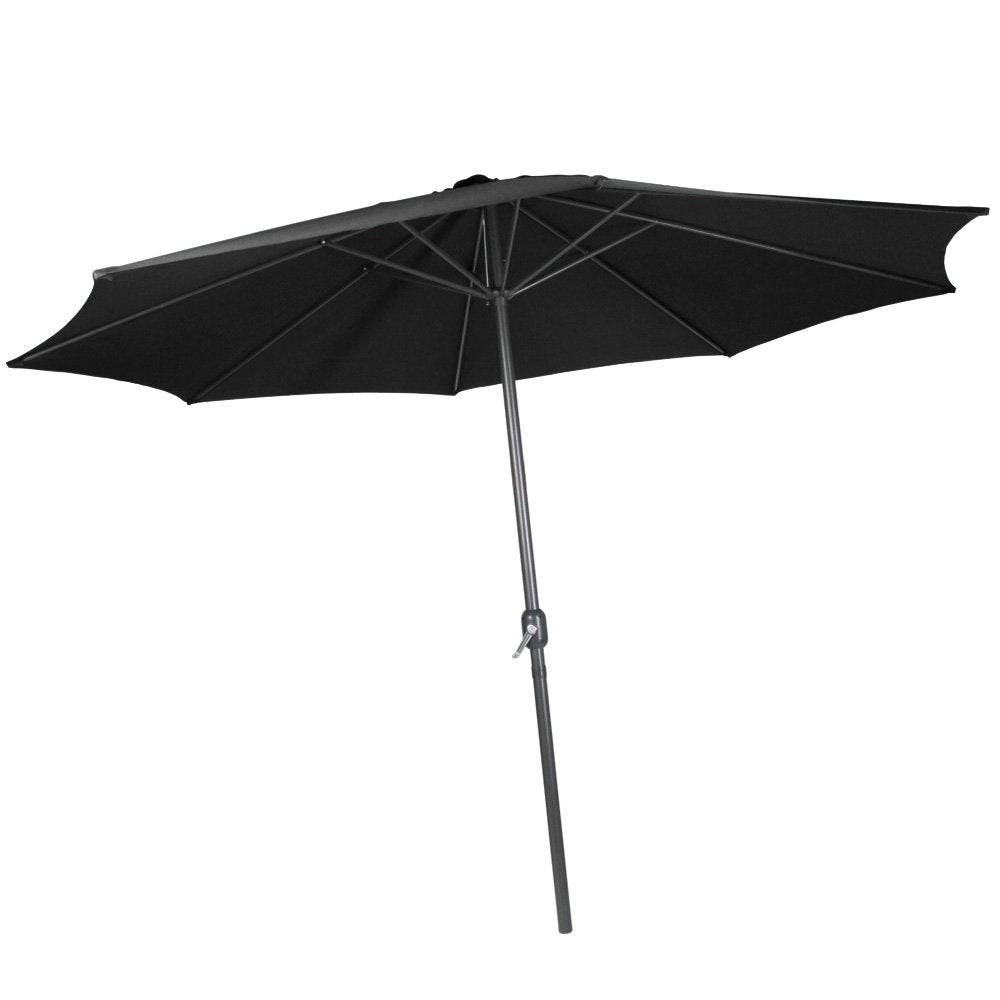 Helloshop26 - Parasol de jardin diamètre 2,5 m avec manivelle abri meuble jardin noir