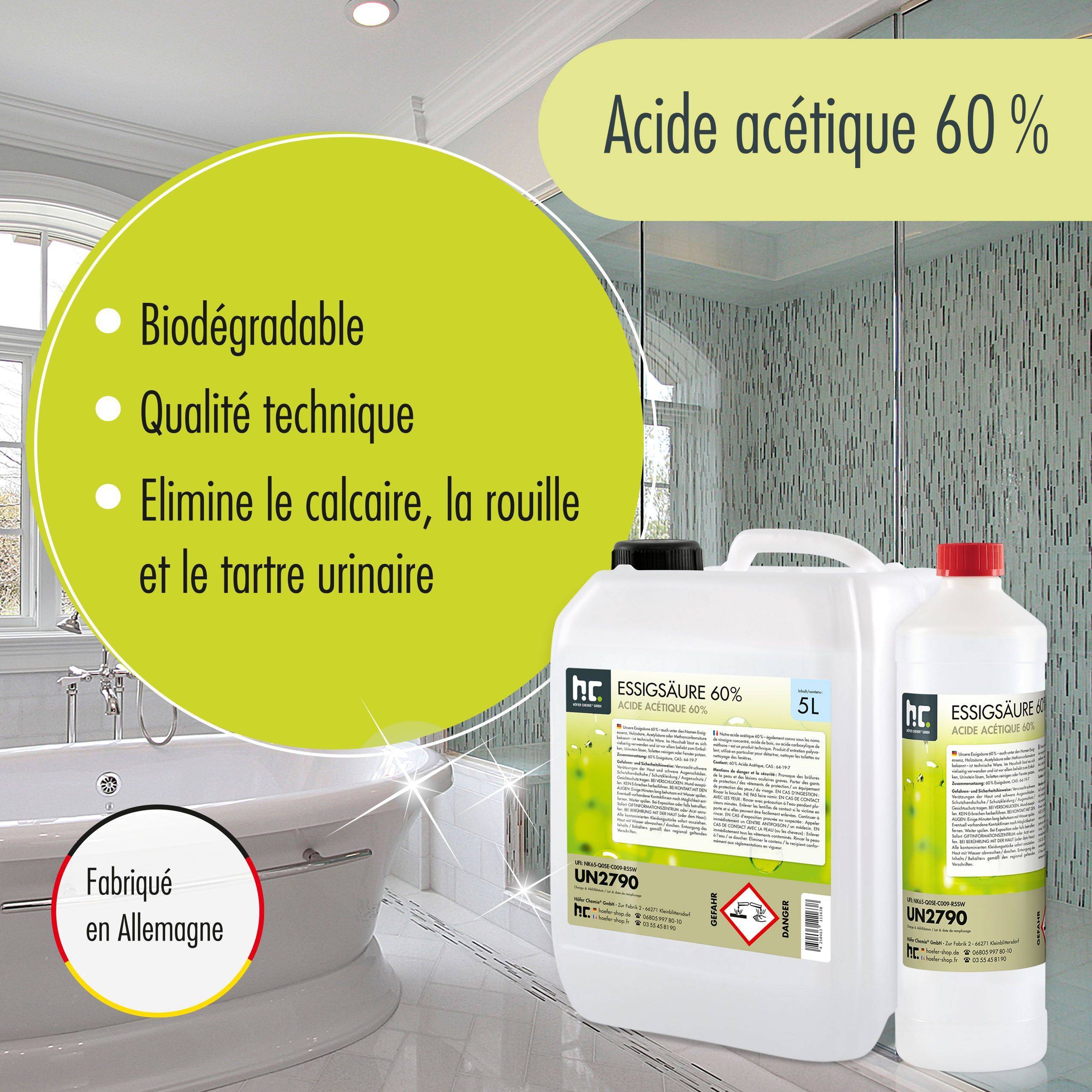 Acide Acétique 60% Höfer Chemie® en bidon de 5 L x 4 - Image 3