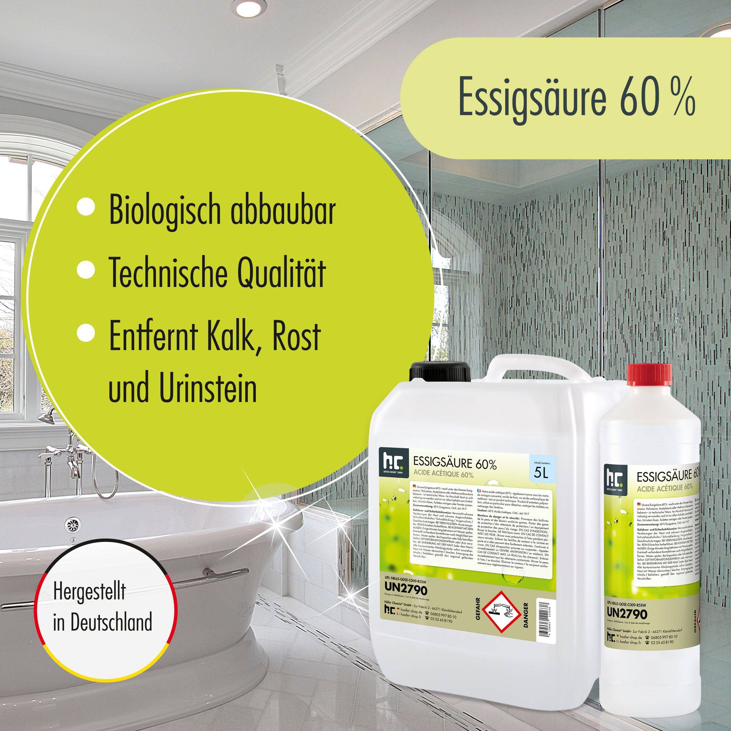 Acide Acétique 60% Höfer Chemie® en bidon de 5 L x 4 - Image 2