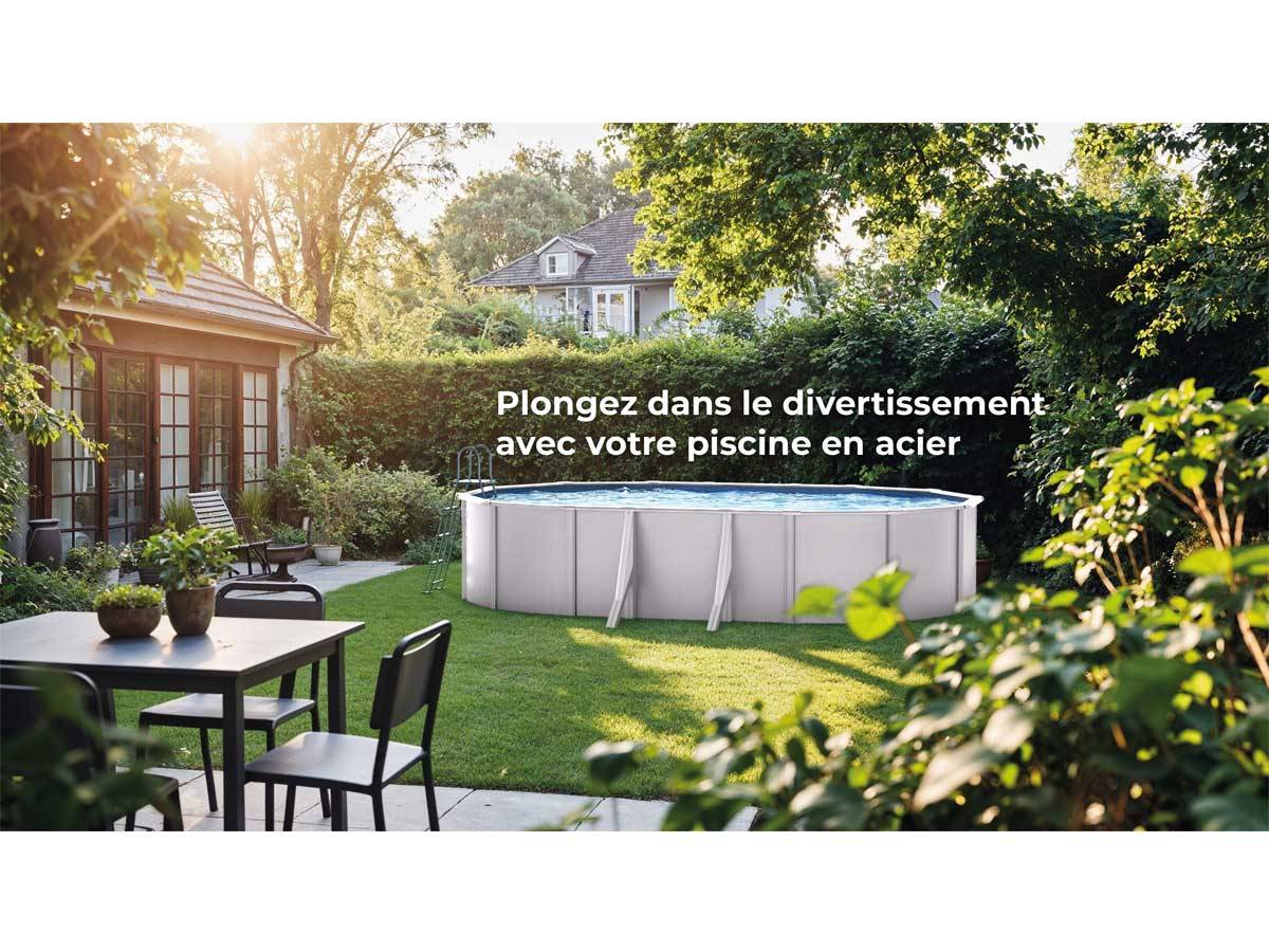 Gré - Piscine acier blanc Fidji ovale 7,44 x 3,99 x 1,22 m - Gré - Imagen 3