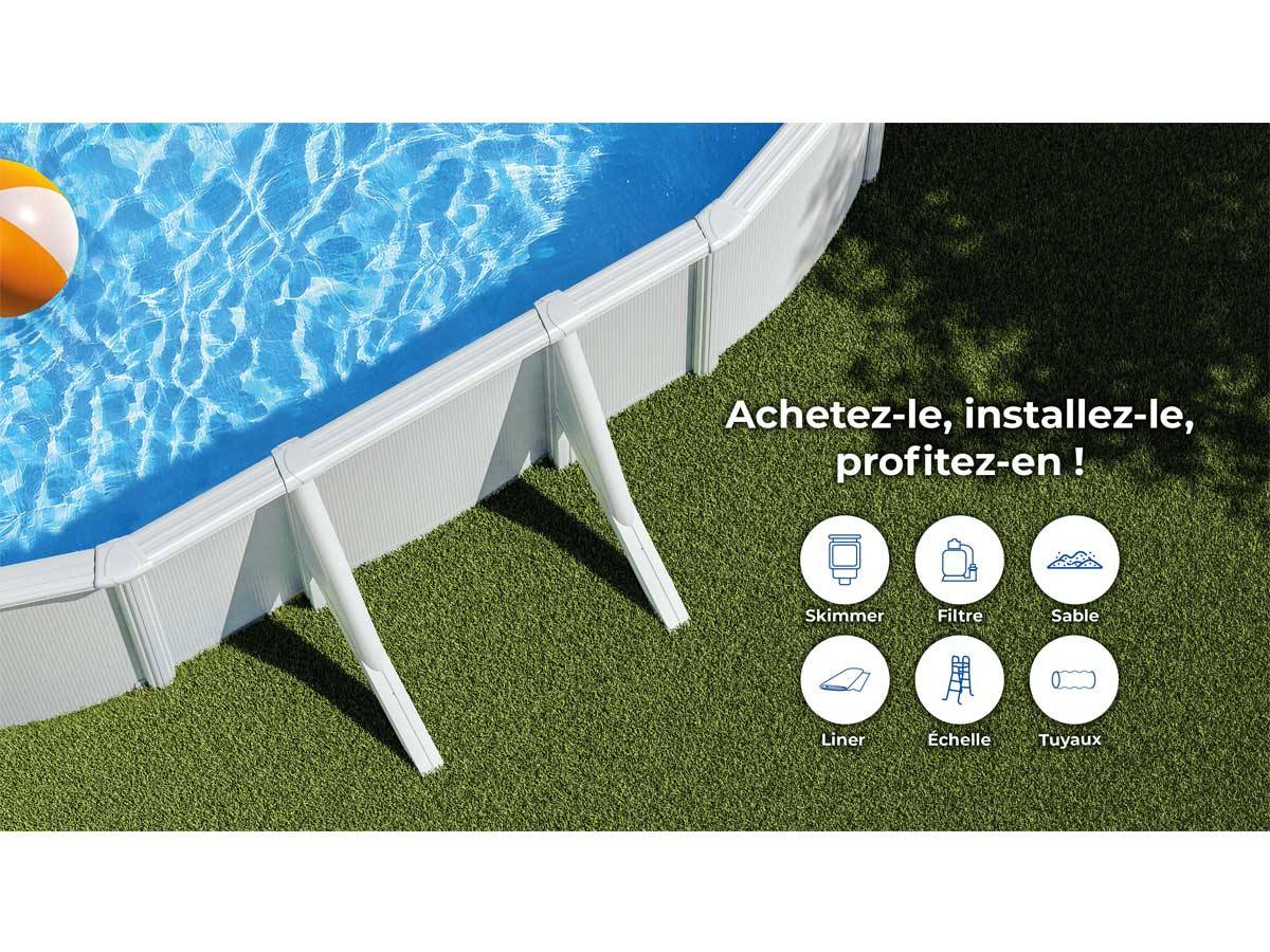 Gré - Piscine acier blanc Fidji ovale 7,44 x 3,99 x 1,22 m - Gré - Imagen 4