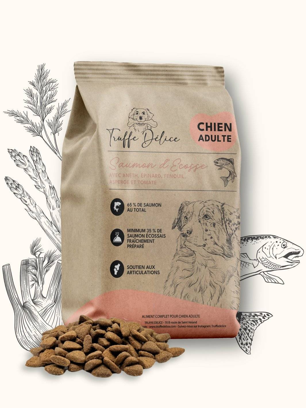 Autre - Croquettes chien adulte - Saumon d’Écosse Truffe Délice