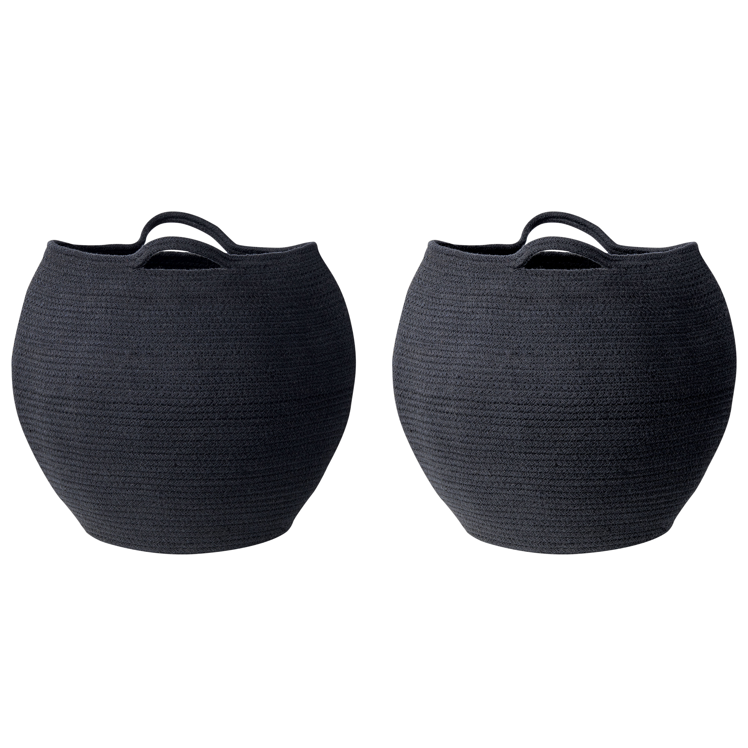 Beliani - Paniers Noir en Coton 30 cm Ronds Faits Main Rangement Intérieur pour Linge Facile à Entretenir Corbeilles Lot de 2 - Imagen 1