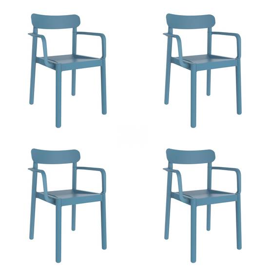 Set 4 fauteuils intérieur, extérieur bleu rétro ELBA garbar - Image 1