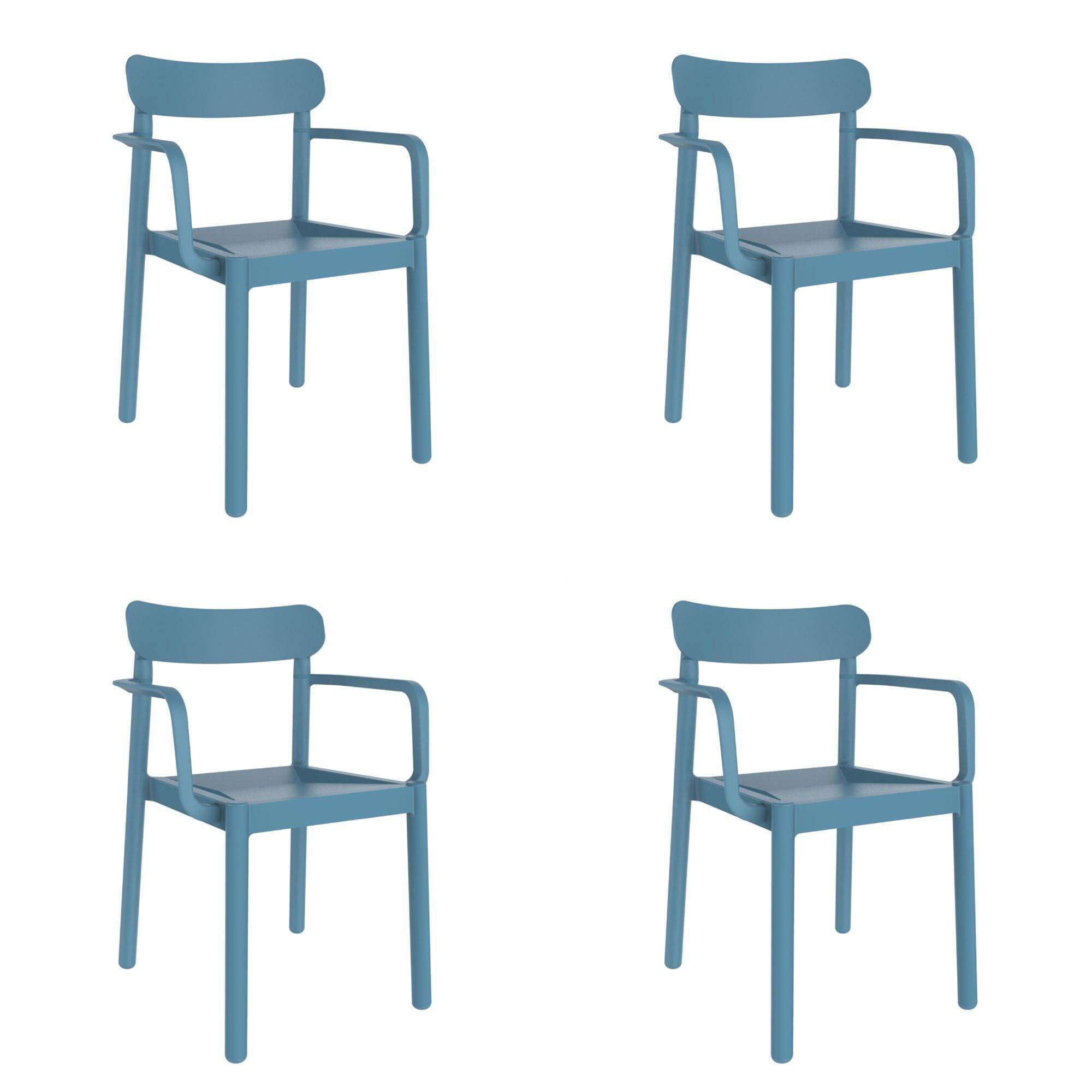 Set 4 fauteuils intérieur, extérieur bleu rétro ELBA garbar